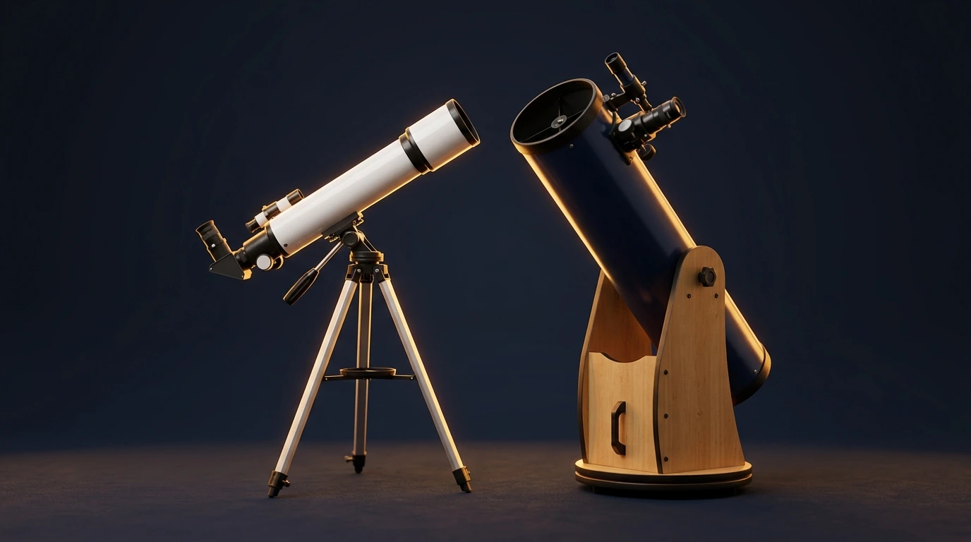 Diversi tipi di telescopio: rifrattore e dobson