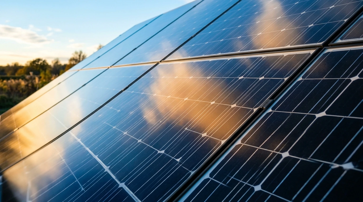 Dettaglio di pannelli fotovoltaici e cielo sereno