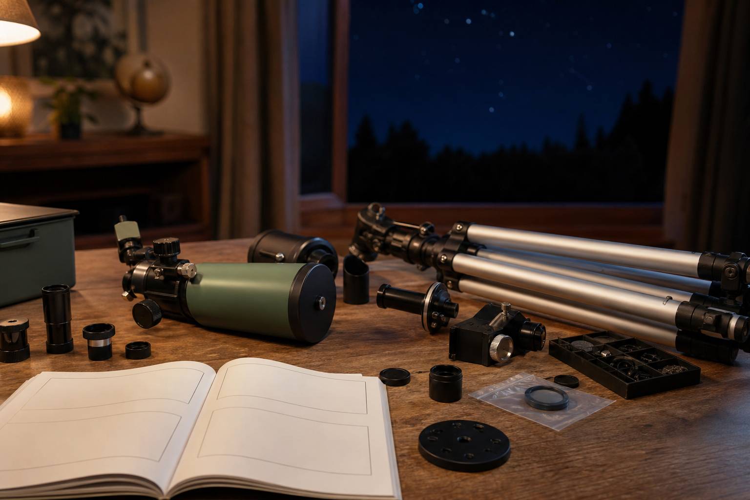 Table avec telescope enfant et manuel d instructions pieces et accessoires etales