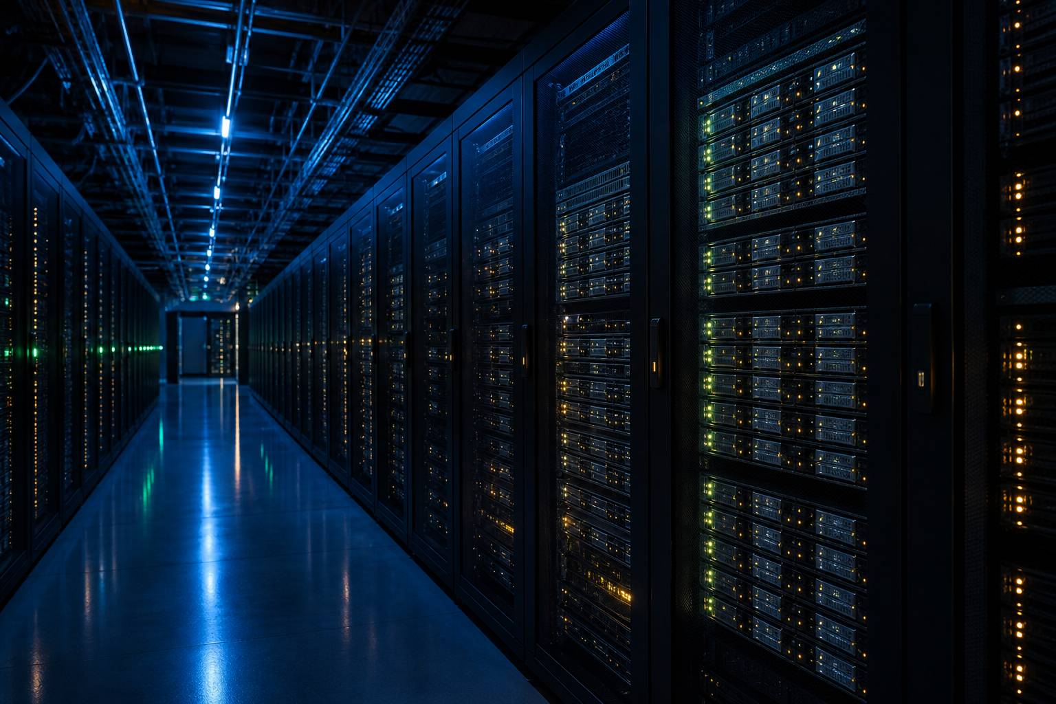 Racks de stockage avec disques durs et voyants lumineux