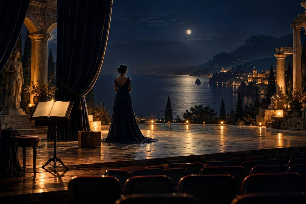 Illustration éditoriale du sujet : Maria Callas: la straordinaria diva dal cuore tormentato che rivoluzionò il mondo della musica lirica