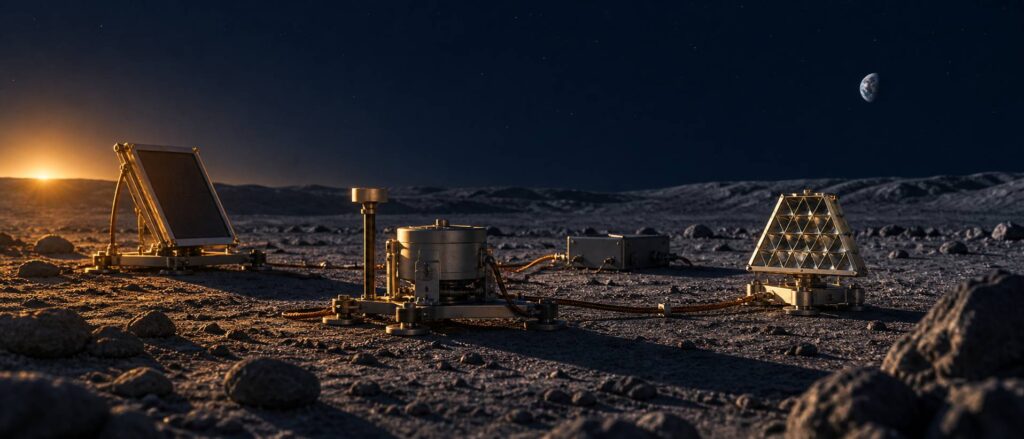 Illustration éditoriale du sujet : Programma Apollo: nuove scoperte dagli esperimenti lasciati sulla superficie lunare